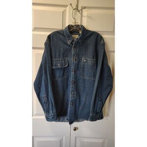 American Blue Men's Long-Sleeve Authentic Denim Button-Down Shirt, Size Medium